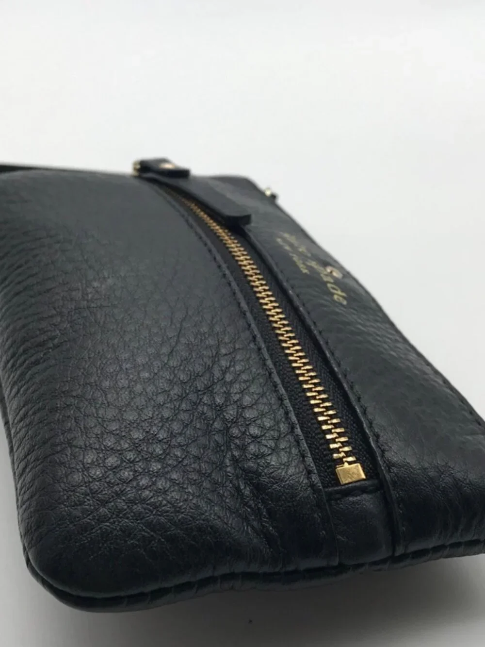 Kate Spade Black Pebbled Leather Cobble Hill Bee Wristlet